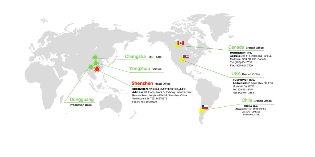 Mapa de alcance global de PKCell y presencia local de PKCell Chile