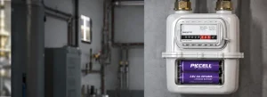 Baterías de litio PKCELL ER14505 instaladas en un medidor de gas.